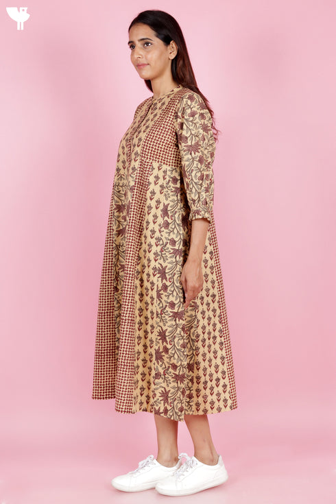 Cambric Cotton  Dress In Block Print